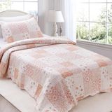 KASENTEX Twin Quilt Set, Omkeerbare Bloemen Patchwork Sprei, 2 Stuks Beddengoed Sets met 1 Sham, Zachte Lichtgewicht Coverlet, Het hele seizoen (Roze Bloemen Patchwork, 86 "x 68")