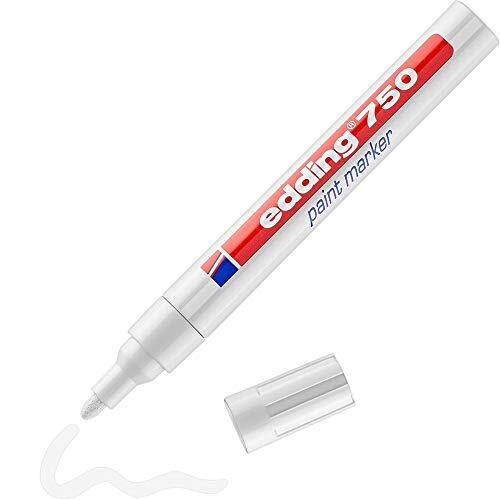 Edding 750 lakmarker - wit - 1 verfstift - ronde punt 2-4 mm - verfstift voor markeren en labelen van metaal, glass, steen of plastic - hittebestendig, permanent, veegvast en watervast