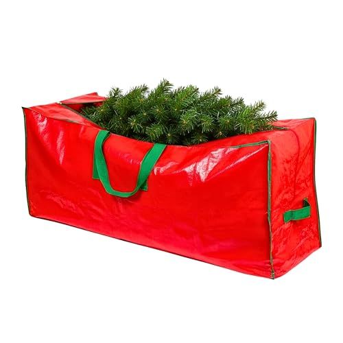 Kerstboom opbergtas - bewaart tot 7,5 voet gedemonteerde kunstmatige kerstboom, duurzaam waterdicht materiaal opbergcontainer met ritssluiting en handgrepen, rood