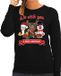 Bellatio Decorations Foute Kersttrui sweater - voor dames - We wish you - zwart - kerst dieren - kerst cadeau S