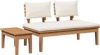 vidaXL Tuinstoel en Tafel Set 2-delig Crème en Bruin Massief teakhout