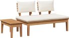 vidaXL Ensemble de jardin 2 pièces Crème et Brun Bois de teck massif