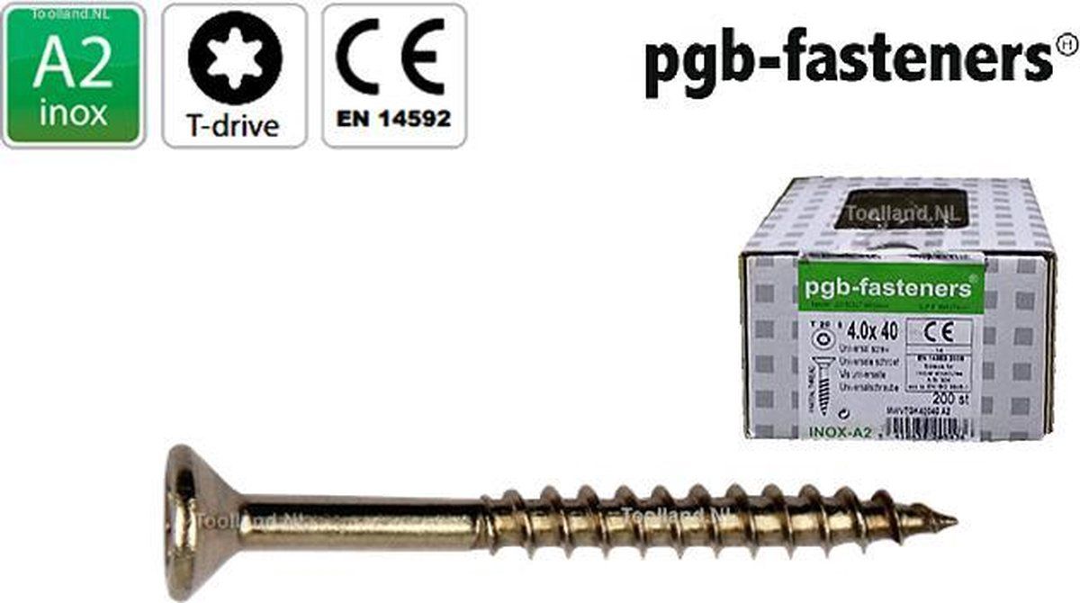 pgb Spaanplaatschroef deeldr VK-Torx RVS 4,0 x 40 mm 200 st