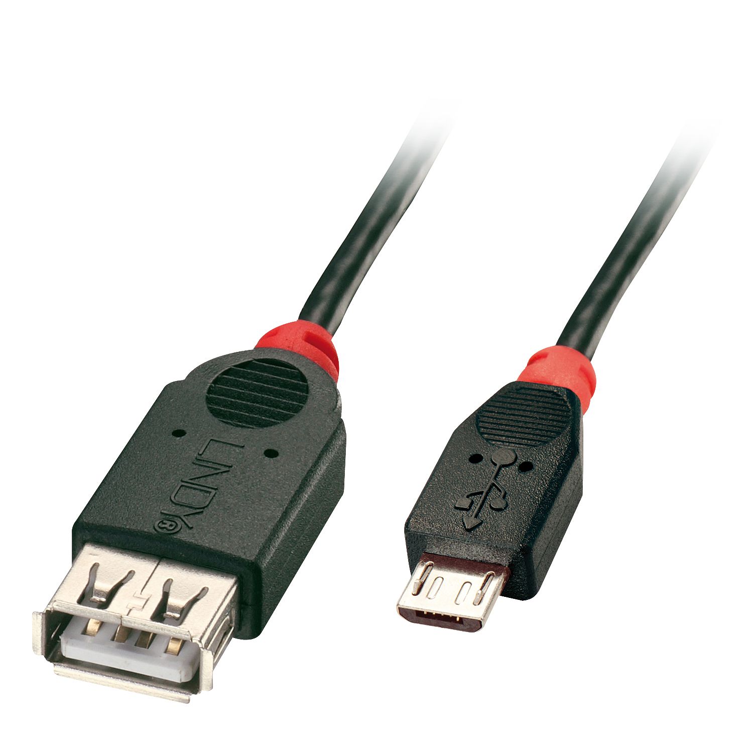 Lindy USB 2.0 Kabel - Micro-USB B / USB A - 0.5m - Zwart/Rood