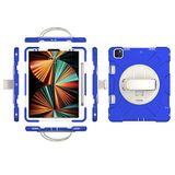 iPad Pro 12.9 2018/2020/2021 generatie hoes met displaybeschermfolie potloodhouder kickstand polsband 360 draaibare polsband standaard duurzame beschermhoes (blauw)