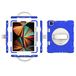 iPad Pro 12.9 2018/2020/2021 generatie hoes met displaybeschermfolie potloodhouder kickstand polsband 360 draaibare polsband standaard duurzame beschermhoes (blauw)
