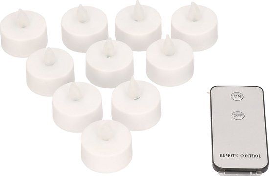 Anna's Collection LED waxinelichtjes - 10 stuks - Warm wit licht - Met bewegende vlam - Afstandsbediening