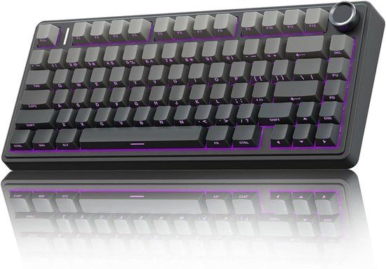 EPOMAKER x AULA F75 - Zwart/Grijs - Mechanisch Draadloos Toetsenbord - RGB - 75% - QWERTY - Gaming Keyboard - Leobog Reaper Switch