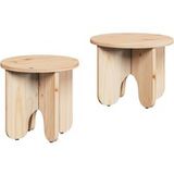 Table Basse Bois de Pin Massif Naturel 2 Pcs Table de Salon Table de Café
