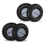 Merkloos Relaxdays steekwagenwiel - set van 4 - luchtband - 3.50-4 - reservewiel - 136 kg - zwart