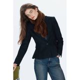 Mango getailleerde blazer met wol - donkerblauw