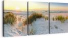 Artaza Canvas Schilderij Drieluik Strand En Duinen Tijdens Zonsondergang - 90x40 - Canvas Print