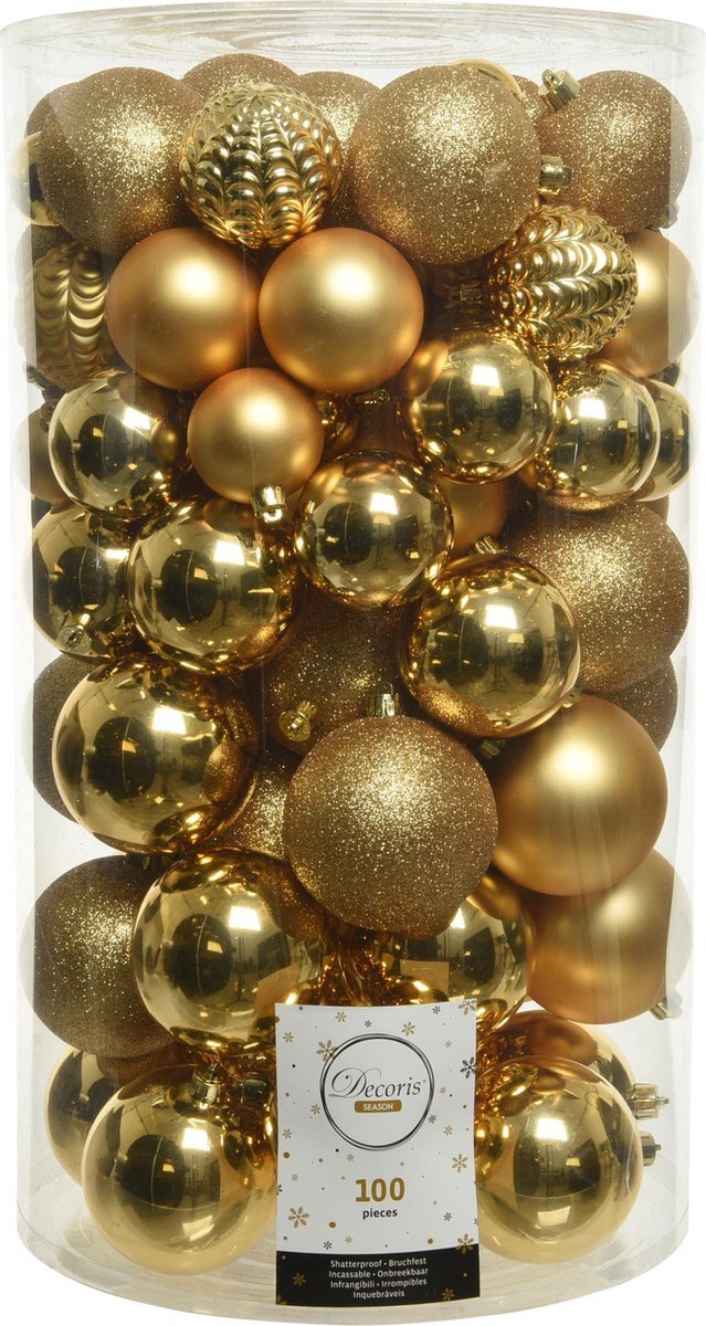 Decoris Kerstbal assortiment - Licht Goud - 100 stuks