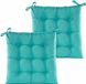 Anna's Collection Coussin de chaise matelassé - 2x - bleu turquoise - 38 x 38 cm