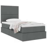 vidaXL Bed met opbergruimte en matras, donkergrijs, 90 x 200 cm, stof