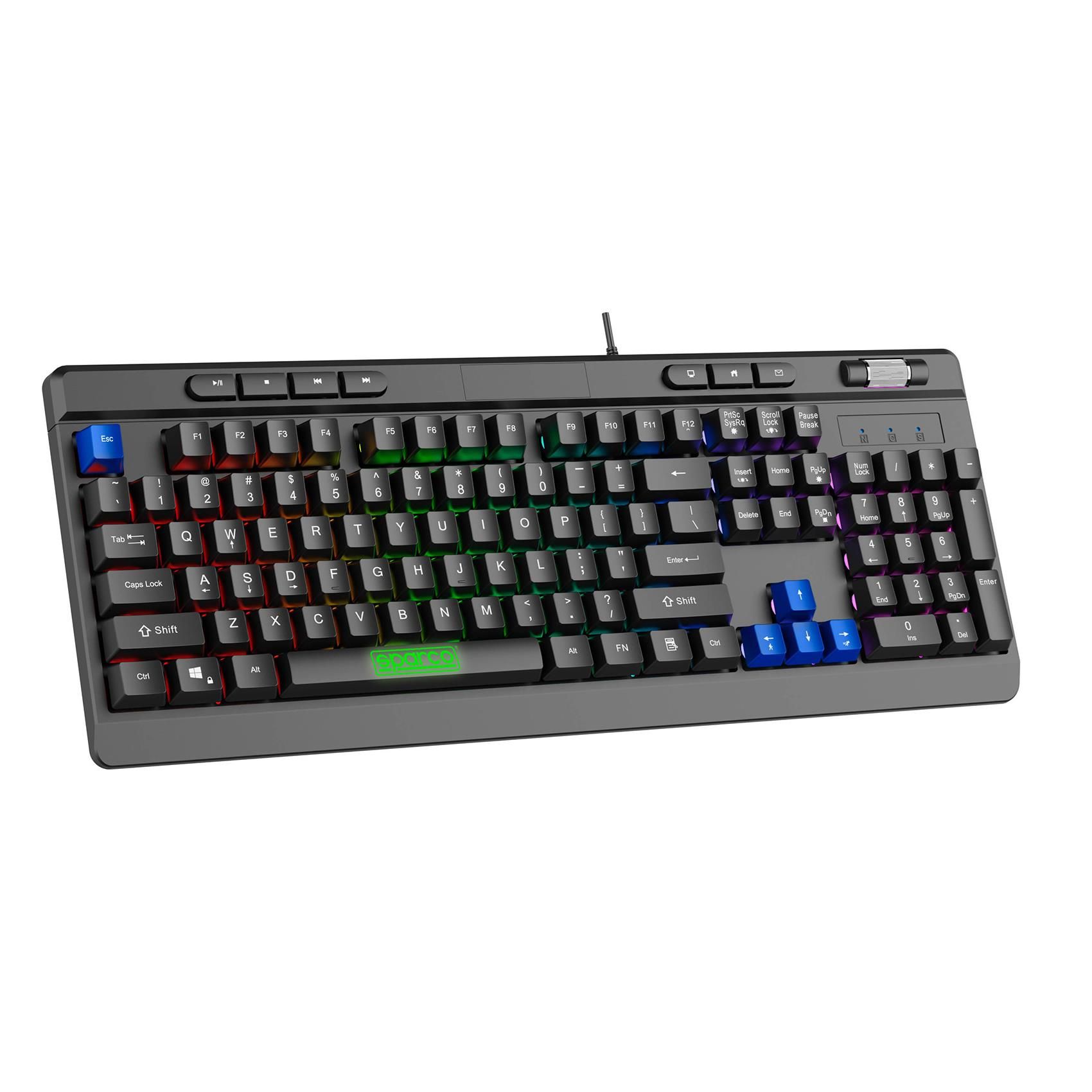 Sparco SPMEMKEYBOARD Gaming Keyboard - USB - QWERTY US English - Black