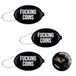 Fisura – Ovale rubberen portemonnee “F*cking coins” zwart. Retro portemonneetje met ketting, klein zakmodel, unisex en met humor. 3 stuks.