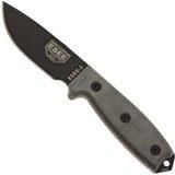 ESEE Model 3 - Black Blade - Grey Handle - 3P-MB-B - with Sheath + Clip and MOLLE-back