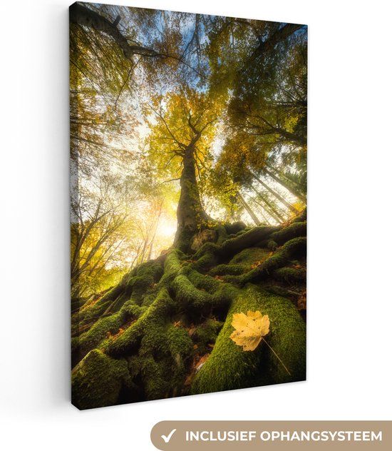 OneMillionCanvasses Canvas schilderij 90x140 cm - Bos - Herfst - Muurdecoratie