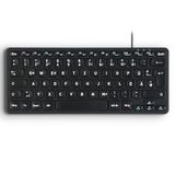Perixx PERIBOARD-416 DE Mini-clavier, filaire, USB, silencieux, avec 4 hubs, type de touche ciseaux X sans clics, touches à grosses lettres imprimées, câble USB-C/A détachable, allemand QWERTZ