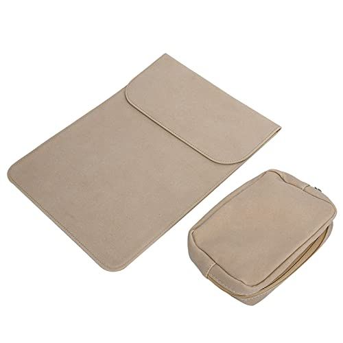 ciciglow Laptoptas, 13,3-inch Laptophoes PU-lederen Laptopbescherming Opbergkoffer met Stroombrontas voor IOS Air/Pro (Khaki)