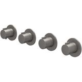 IVY Pact Afbouwdeel Inbouwthermostaat met 3 Stopkranen Symmetry met Ronde Rozetten - Geborsteld Metal Black PVD