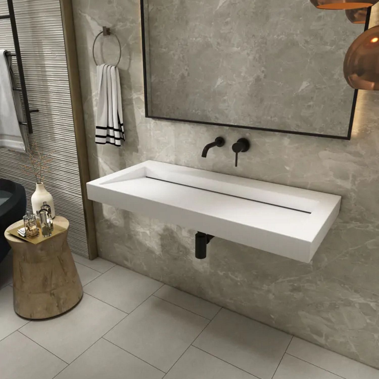 Boss & Wessing Hoya Wastafel 100x45.5 cm Mat Wit - Zonder Kraangat