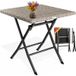 CASARIA® Table de jardin, résistant aux intempéries, pliable, 65x65 cm, polyrotin, crème
