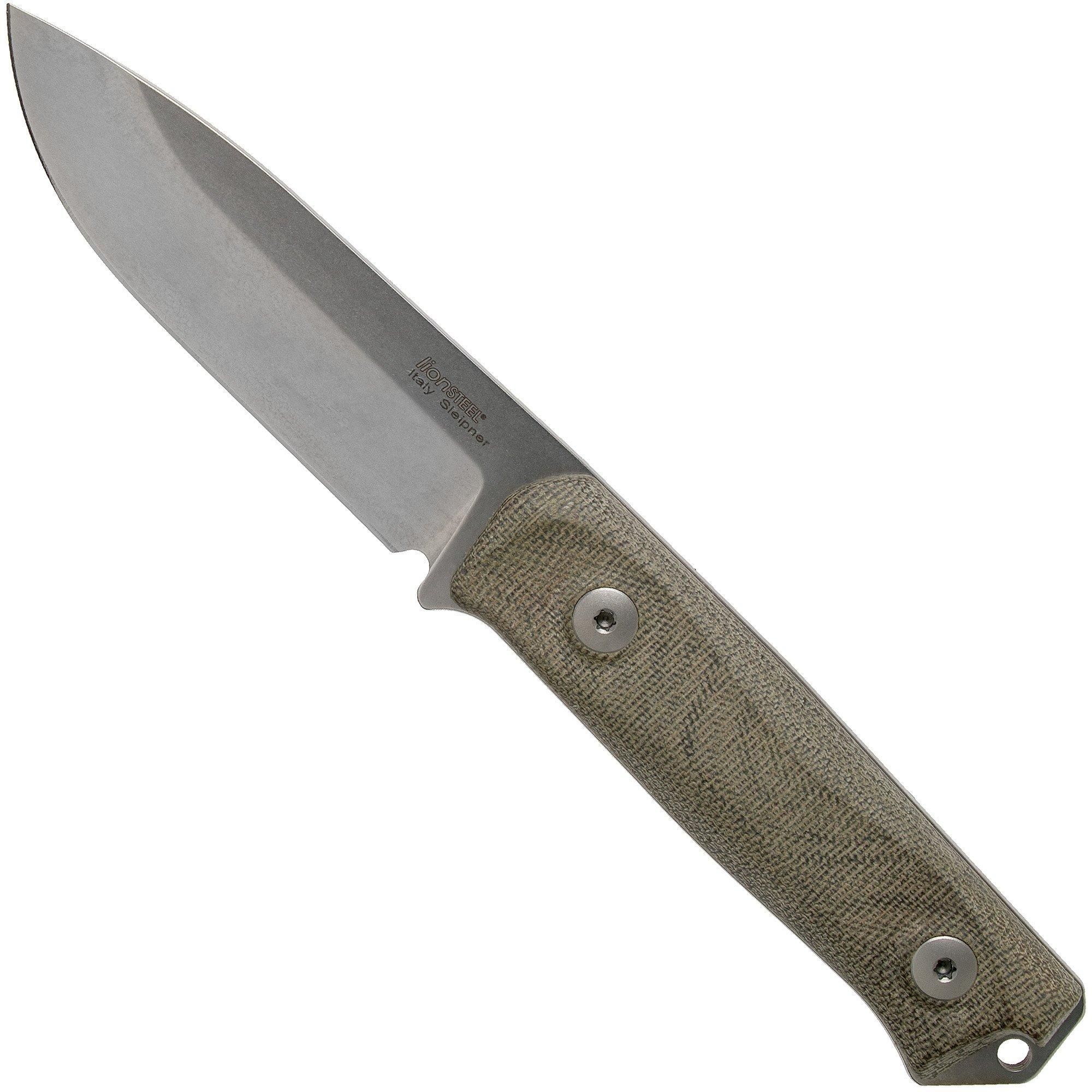 Lion Steel B41 Green Canvas Micarta G10 Bushcraft Knife - B41-CVG