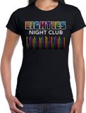 Bellatio Decorations Verkleed T-shirt voor dames - 80s night club - zwart - jaren 80 - carnaval S