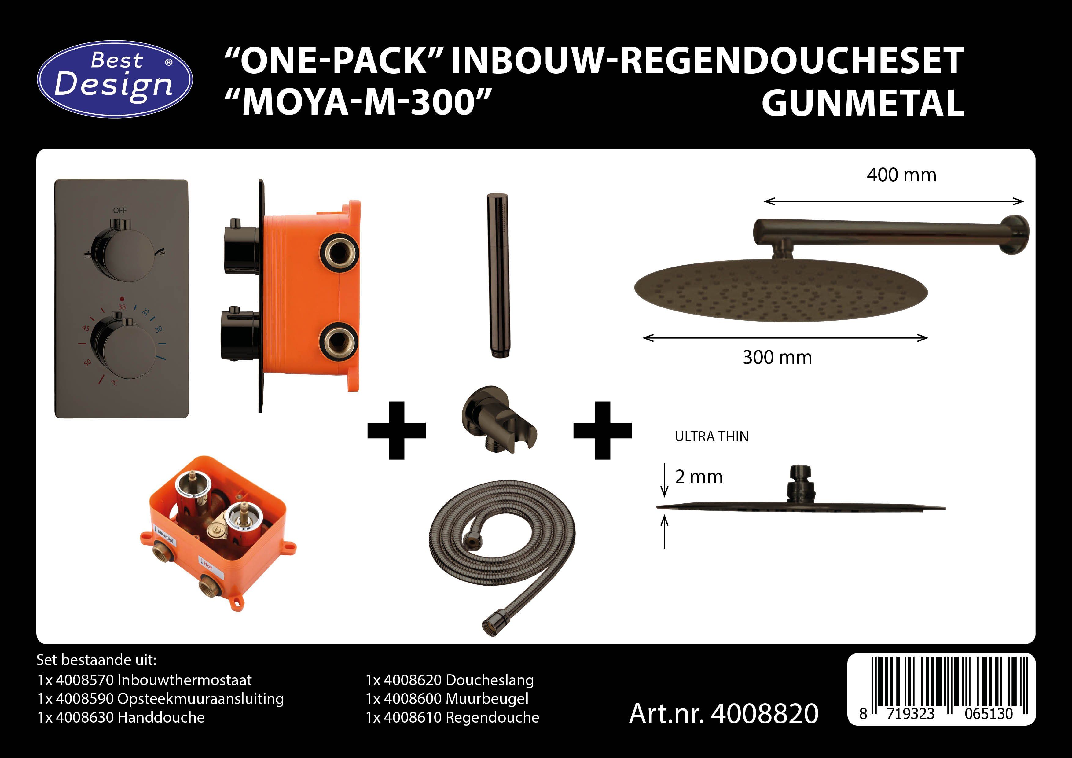 Best Design Moya One Pack Inbouw Regendouche Gunmetal | 8719323065130