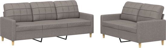 vidaXL 2-delige Loungeset met kussens stof taupe