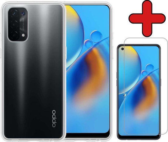 BTH Siliconen Hoesje voor OPPO A74 5G met Screenprotector - Transparant
