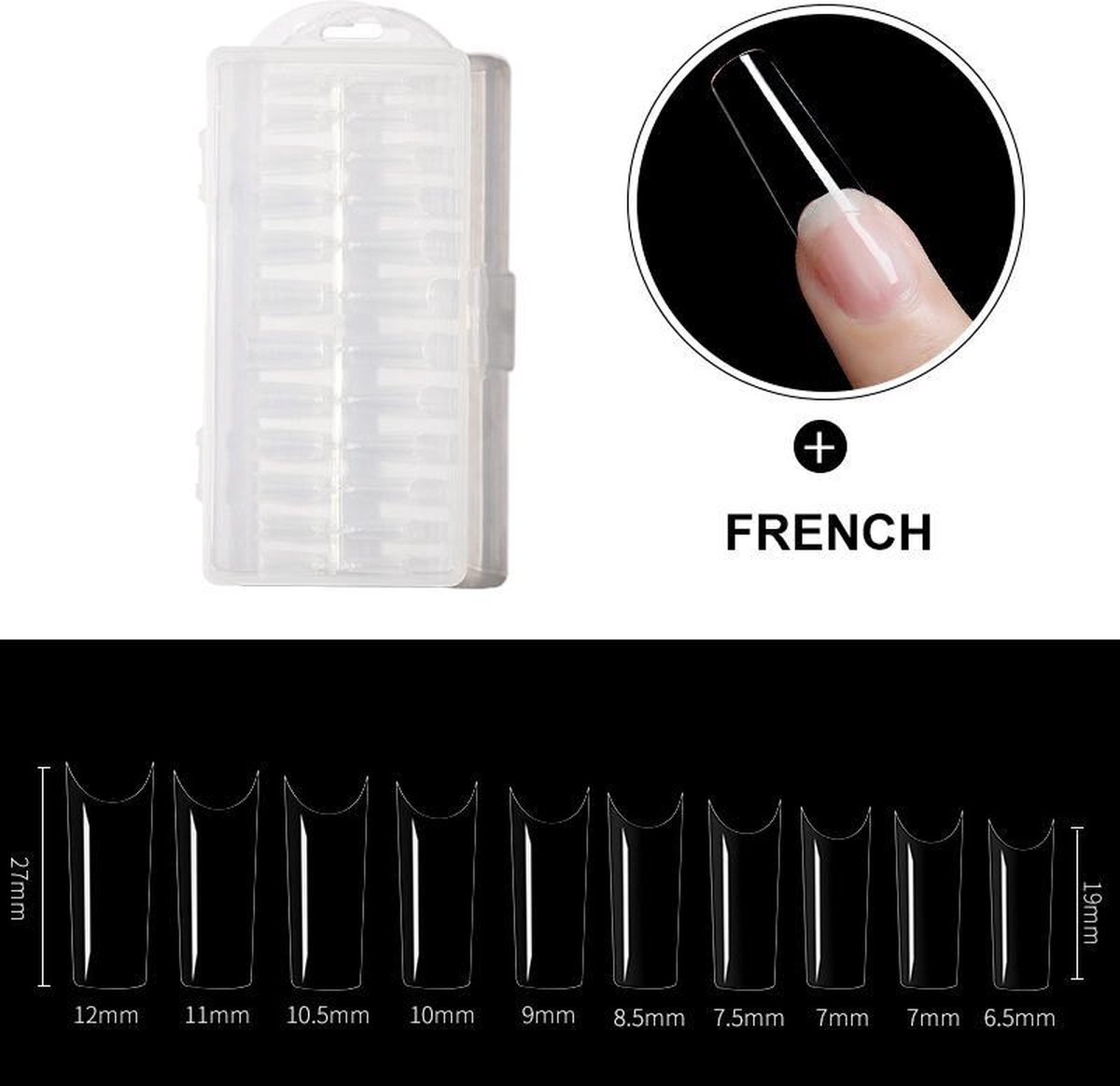 Dermarolling Nageltips French 10 maten - 240 stuks