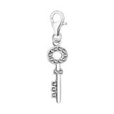 Quiges Charm Hanger 3D Zirkonia Sleutel Verzilverd Karabijnslot voor Bedelarmband QHC217