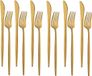 Merkloos Unyqoos® 12-delige bestekset – 6 soeplepels en 6 dinerforks, roestvrij staal 304, handmatig gepolijst met een frosted afwerking, zwart, voor thuisgebruik