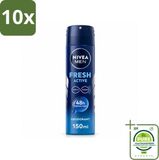 NIVEA MEN Fresh Active Déodorant Spray - 150 ml - 10 Pièces