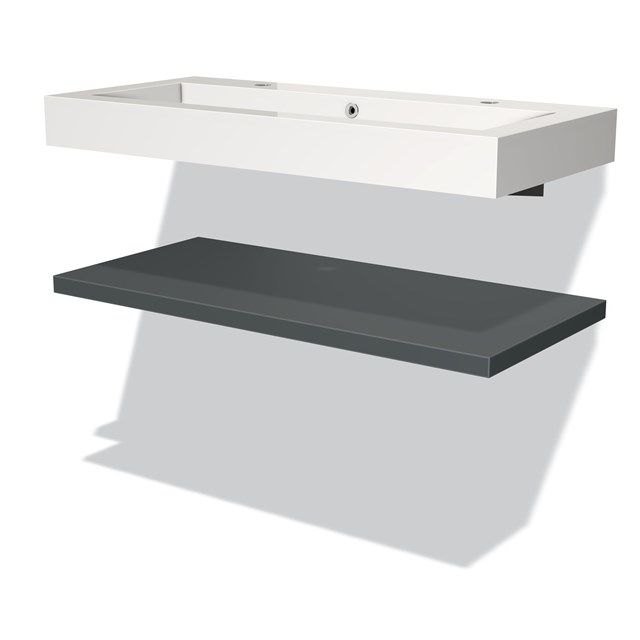 Maxaro Badkamermeubel 100 cm Modulo Donkergrijs 1 Wastafelblad Mineraalmarmer