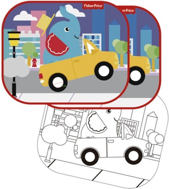 Fisher-Price Zonnescherm Olifant 44 X 36 Cm 2 Stuks + Kleurplaat