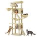 Feandrea Arbre à chat XXL, Grand arbre à chat avec maison pour chat, 55 x 45 x 206 cm | Tour d'escalade stable pour plusieurs chats, avec poteaux en sisal et planches à griffer, hamac, sable d'été, Collection CLAWFY PCT021Y101
