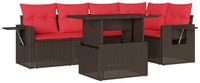 vidaXL 6-delige tuinbankset met kussens, bruin polyrotan