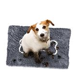 Soggy Doggy Microfiber Chenille deurmat voor natte hondenpoten, 66 x 96 cm, groot grijs/wit bot