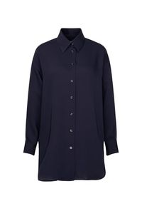 Seidensticker Lange damesblouse - oversized fit - effen kleuren - lange mouwen - hemdblousekraag - lange blouse, blauw, 38