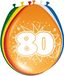 Folat Verjaardag leeftijd ballonnen - 80 jaar - 16x stuks - mix kleuren