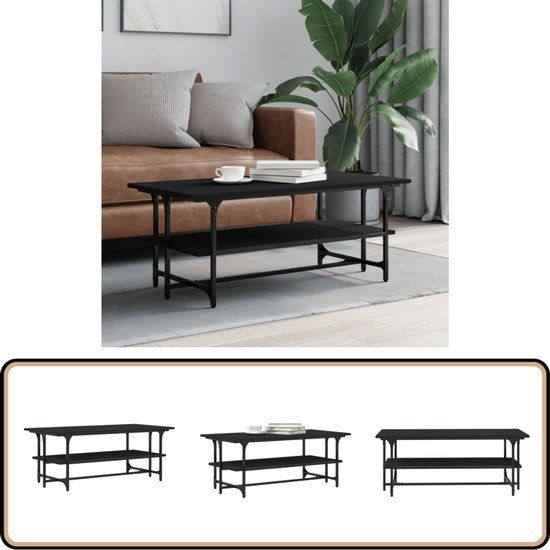 vidaXL Salontafel 100x50x40 cm bewerkt hout zwart eikenkleurig