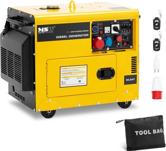 MSW Noodgenerator diesel - 4250 / 5000 W - 16 L - 240/400 V - mobiel - AVR - Euro 5