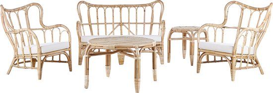 Beliani BRINDISI Loungeset - 4 persoons - Beige - Rotan