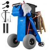 VEVOR Chariot de Plage Tout-terrain, Chariot de Transport Pliable Charge Maximale 75 kg, Charette pour Camping Pêche Jardin Extérieur, avec Roues Ballons de 32 cm, Sac Isotherme et Porte-parasol