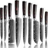 BL-18574 Set de couteaux de cuisine - 9 pièces Noir/Marron KP18574