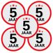 Bellatio Decorations 5 jaar leeftijd sticker - 5x - rond - Dia 15 cm - 5 jaar verjaardag - jubileum - leeftijd versiering